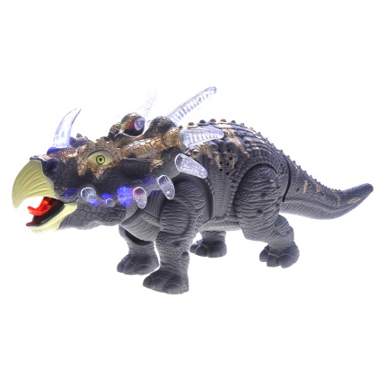 Walking Triceratops Dinosaur Toy With Lights And Sounds (Gray)