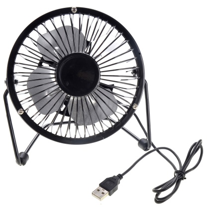 Portable Mini Metal USB Table Fan (Black)